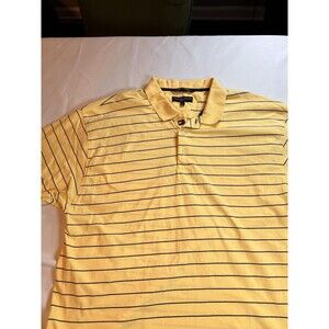 Tommy Hilfiger Polo Shirt Waffle Knit Polo Stripe Yellow Blue Box Crest Men's XL